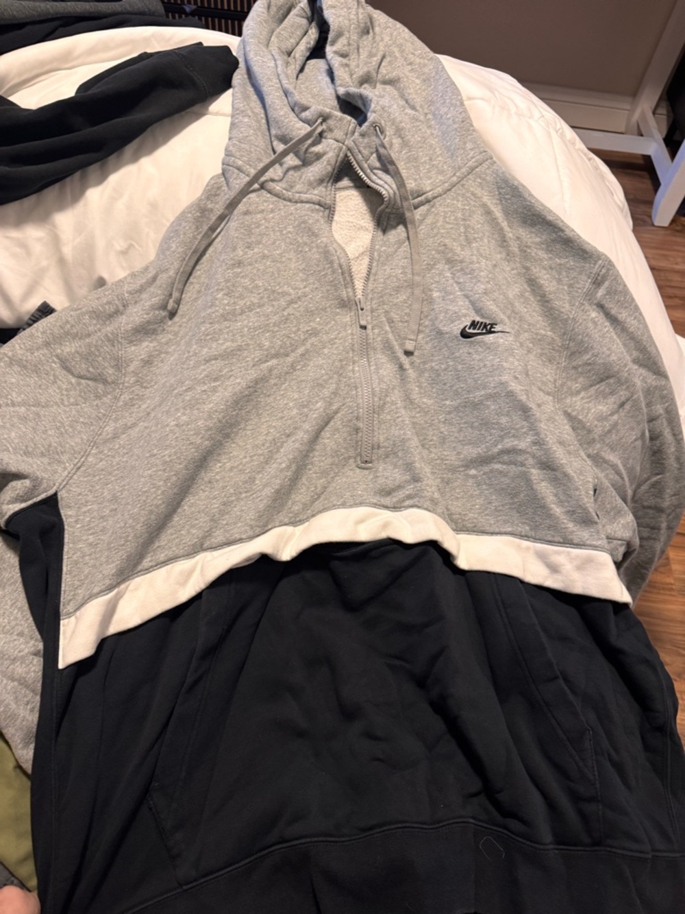Nike Men’s Gray and Black Half-Zip Hoodie - Size 4XL